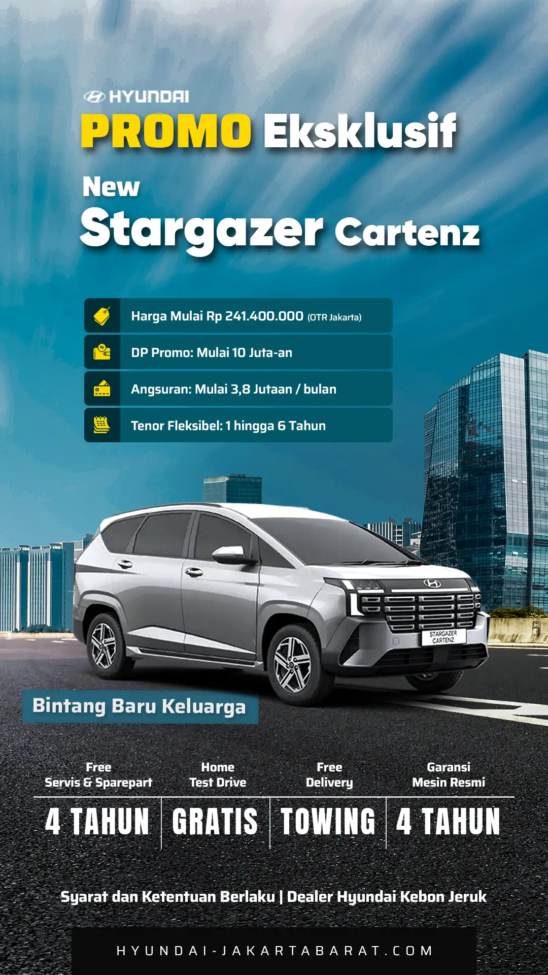 Promo DP 10 jutaan Hyundai STARGAZER Cartenz di Dealer Hyundai Kebon Jeruk, Jakarta Barat.