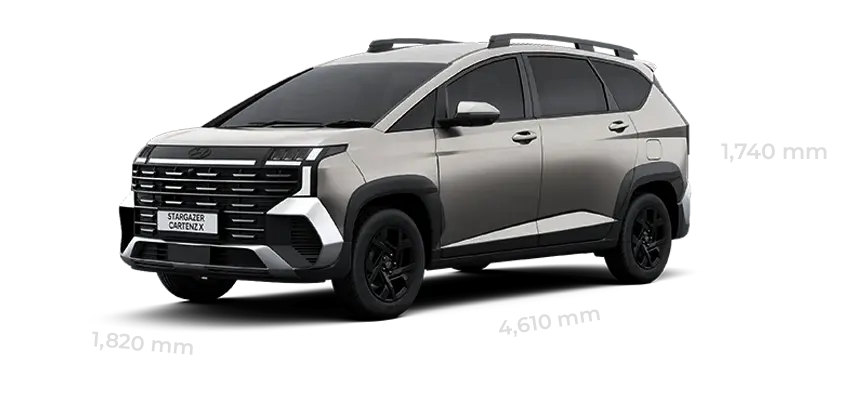 Detail informasi spesifikasi dan dimensi mobil MPV Hyundai Stargazer Cartenz X - Dealer Jakarta Barat